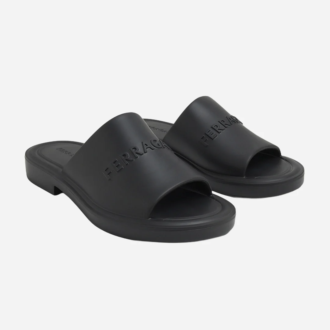 Sandalias Hombre Negras Logo S.F.