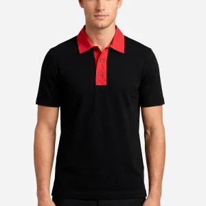 Camiseta Polo Negro/Rojo S.F.