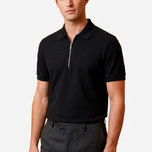Camiseta Polo con Cremallera Negra S.F.
