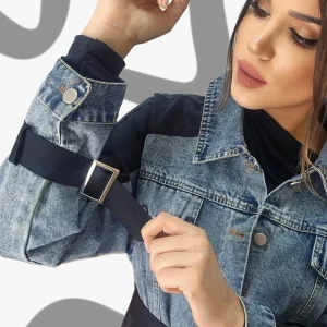 Gabardina Cinturon Combinada Negra