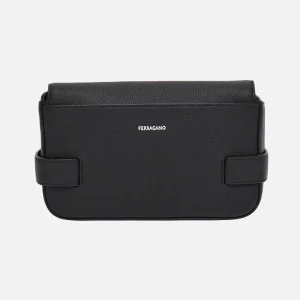 Bolso Negro Cuero con Hebillas Gancini