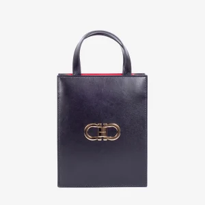 Bolso Dama Gancini Negro/Rojo en Cuero