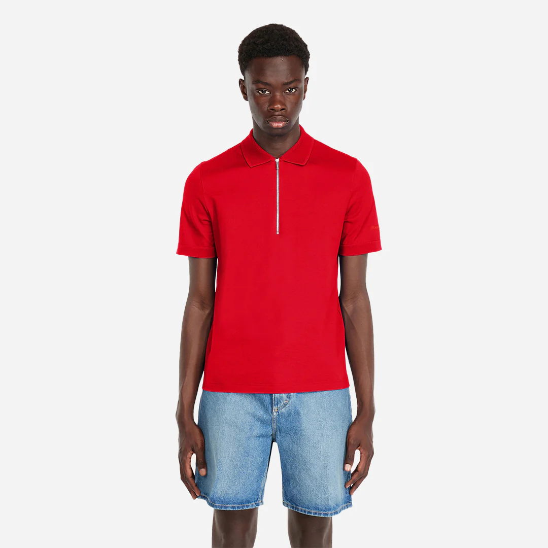 Camiseta Polo Roja con Cremallera en Algodón S.F. - Imagen 3