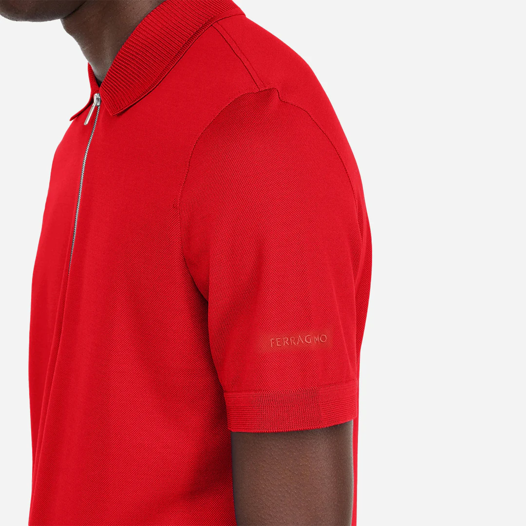 Camiseta Polo Roja con Cremallera en Algodón S.F. - Imagen 4
