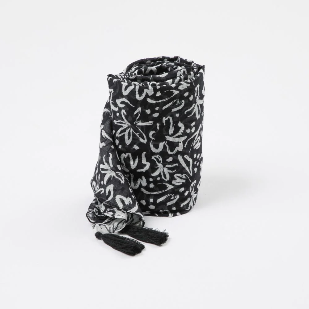 Pañuelo Estampado Adelfa Negro Humana
