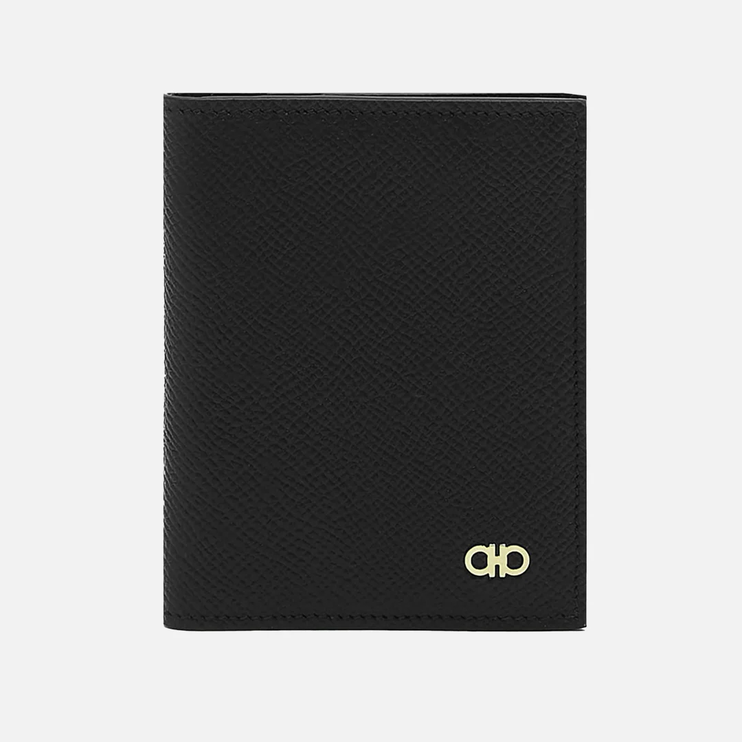Tarjetero Gancini Negro en Cuero de Diseñador