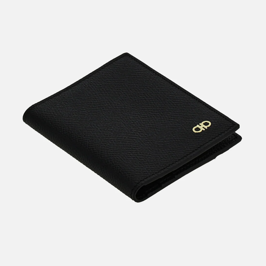 Tarjetero Gancini Negro en Cuero de Diseñador - Imagen 5