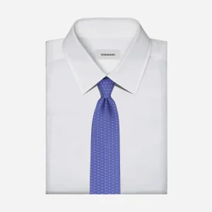 Corbata Estampado Gancini Seda Azul S.F.