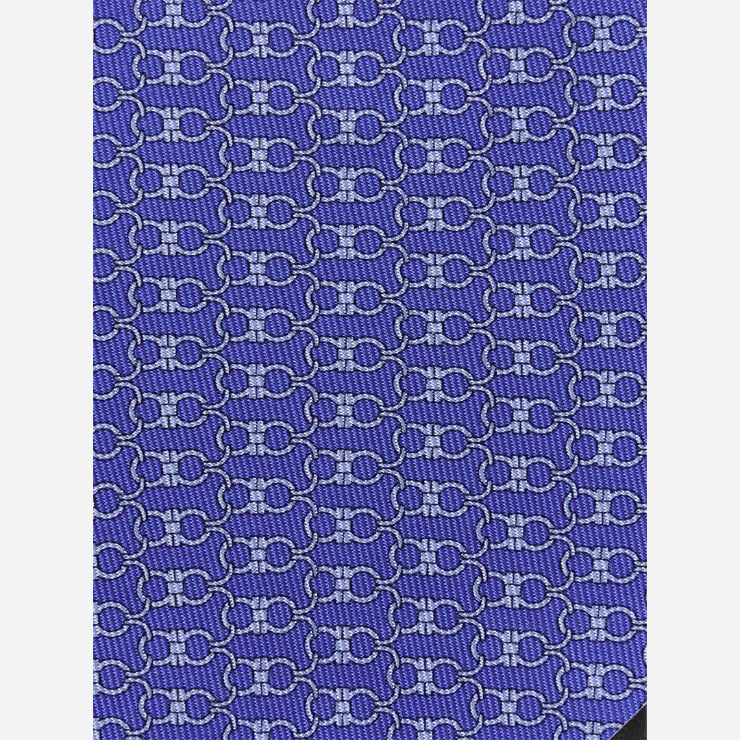 Corbata Estampado Gancini Seda Azul S.F. - Imagen 3