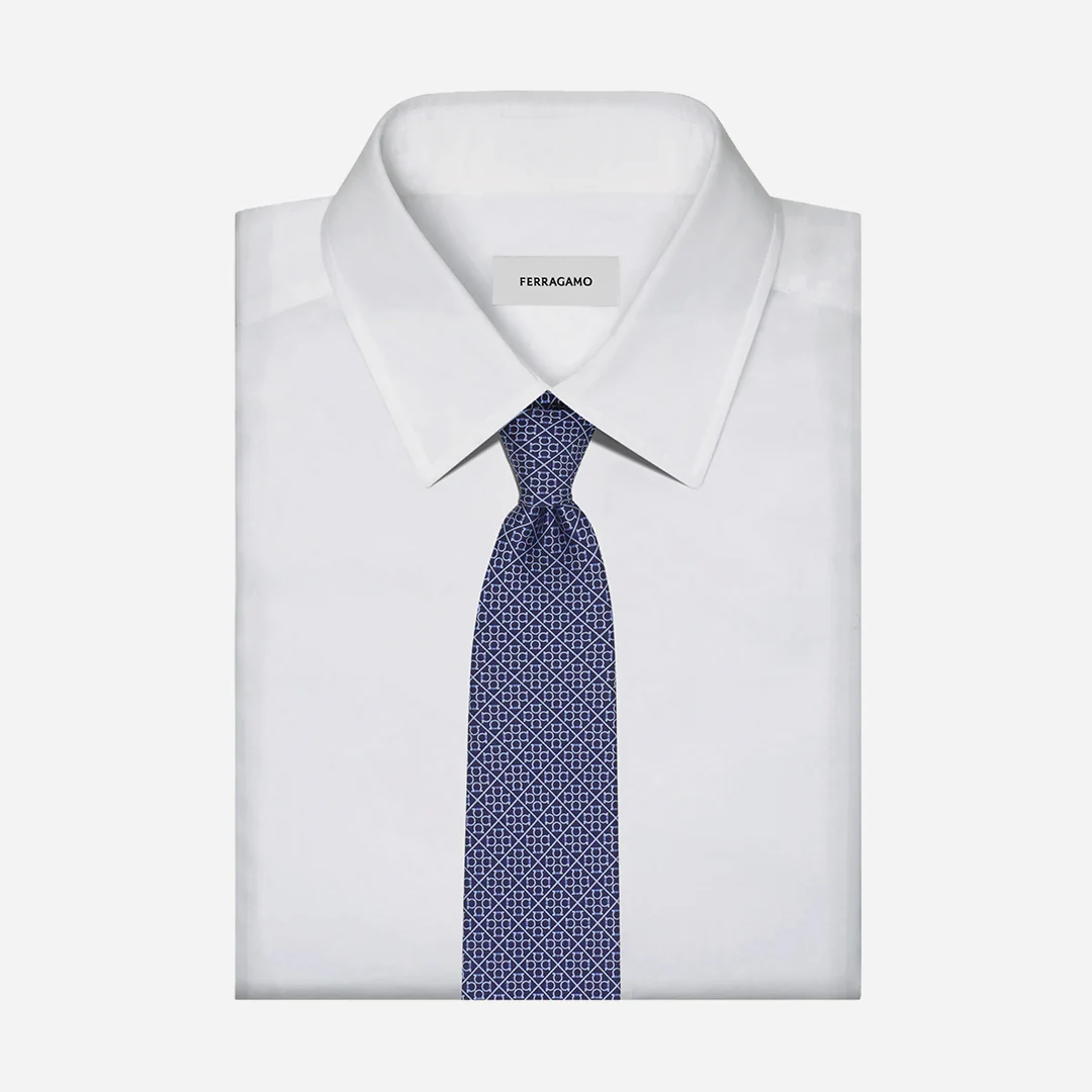 Corbata Estampado Seda Azul S.F.