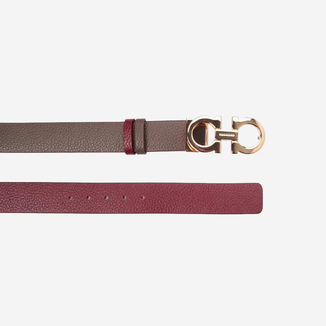 Cinturón Dama Gancini Ajustable/Reversible Rojo/Café S.F.