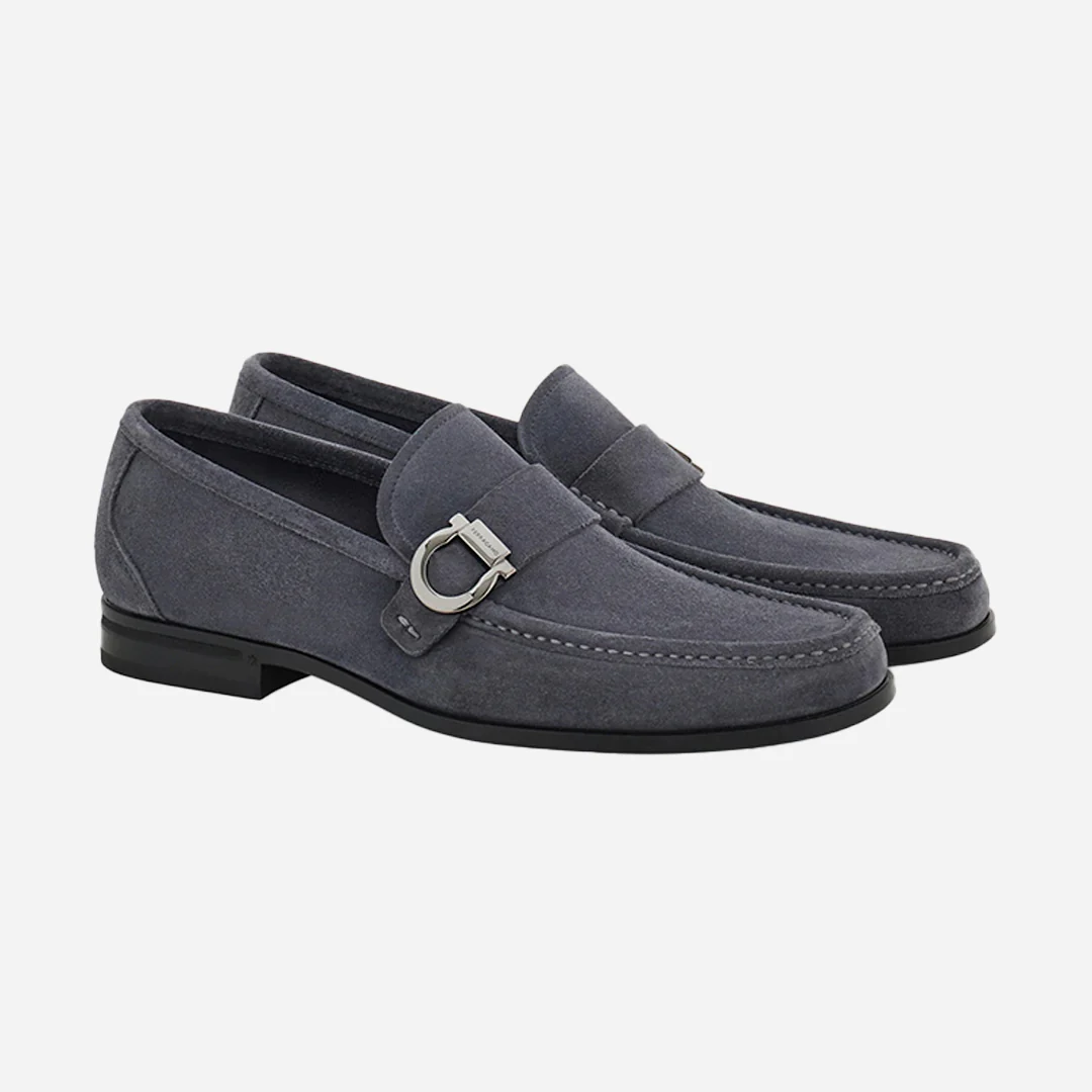 Zapato Mocasines Caspian Gamuza Gris Gancini S.F.