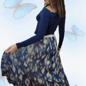 Falda Print Difuminado Azul