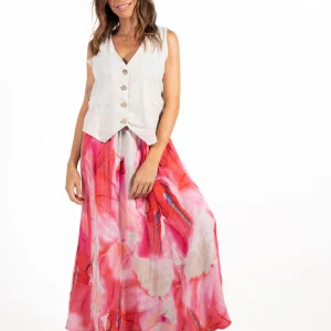 Falda Fluida Tie-Dye Fucsia