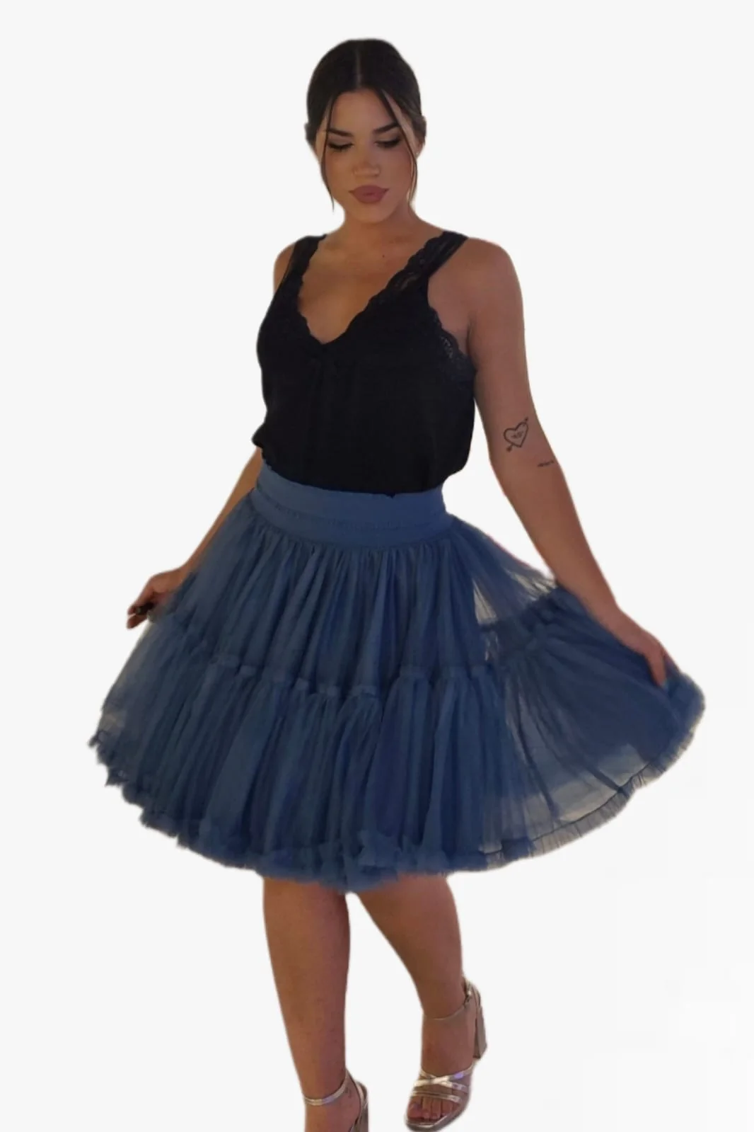 Minifalda tul azul jeans - Imagen 4