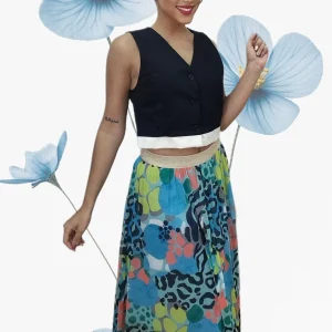 Falda Tul Animal Print Azul