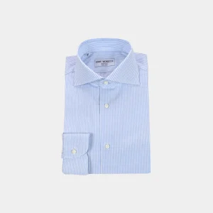 Camisa Celeste Rayas Blancas E.M.