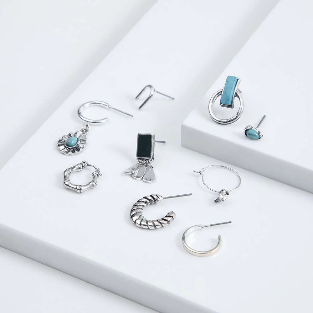 Set Aros Manzanilla Plateados Humana