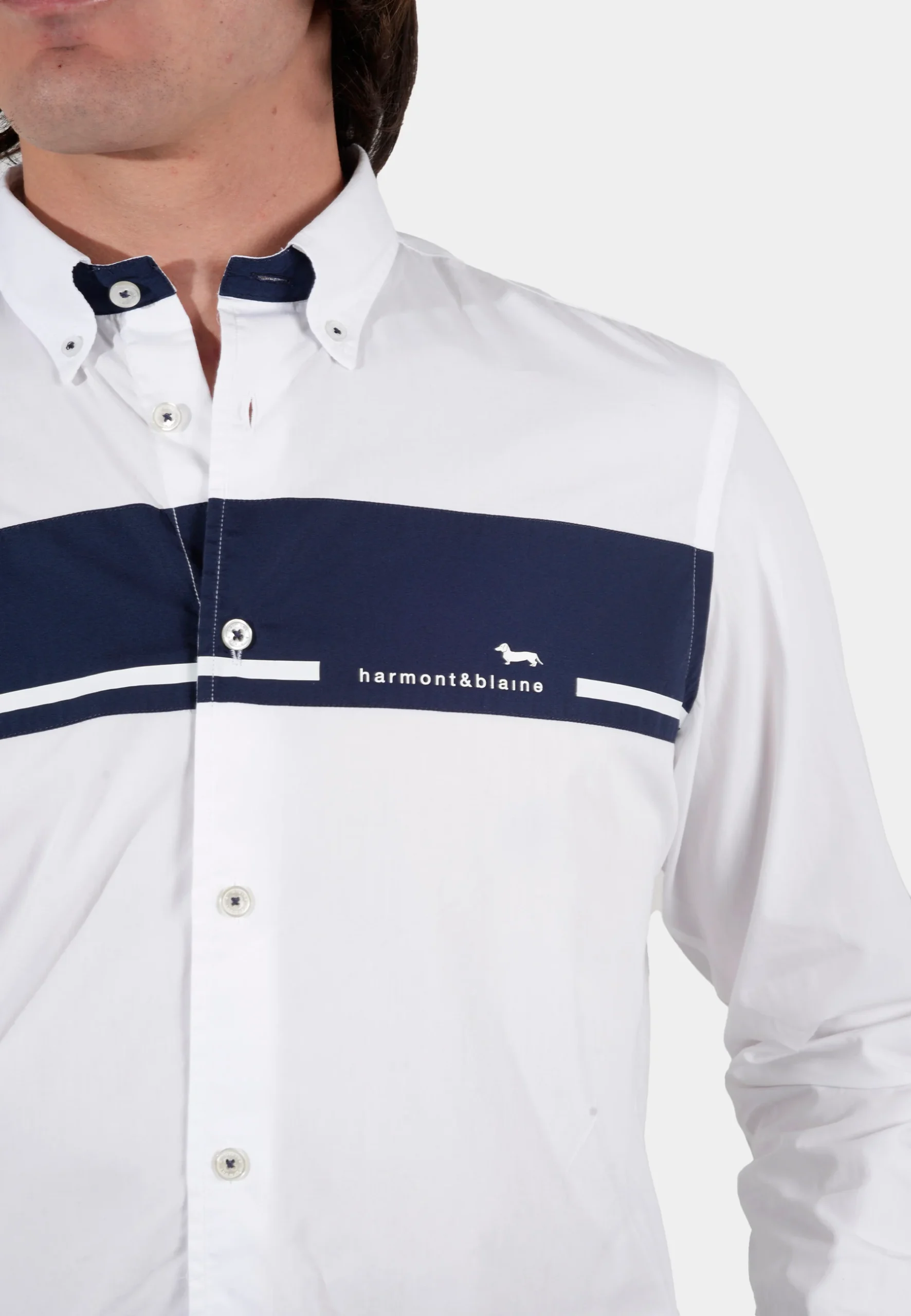 Camisa Blanca Con Una Franja Horizontal H&B - Imagen 3