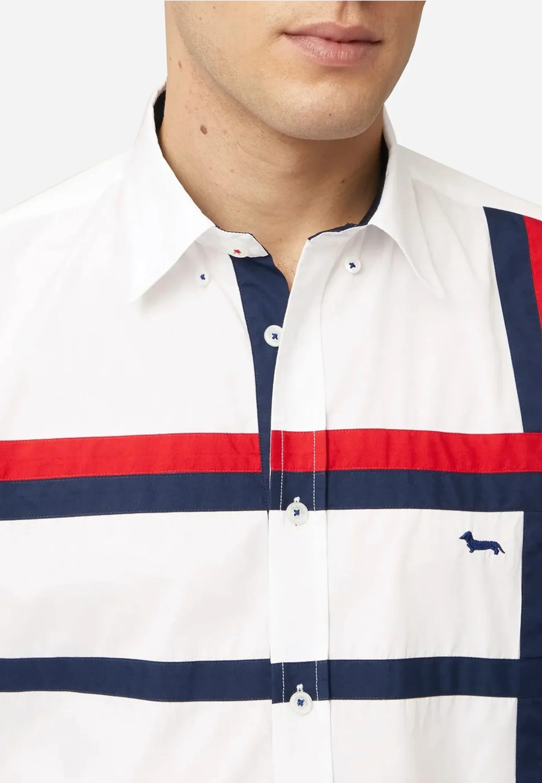 Camisa Blanca Detalles Azul/Rojo H&B - Imagen 3