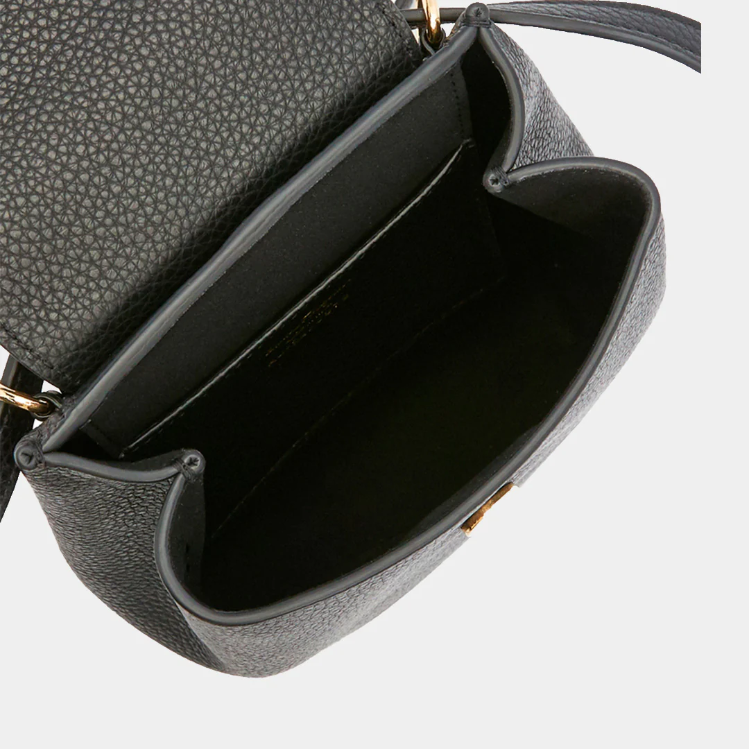 Bolso Dama Mini Gancini de Piel Granulada Negro S.F. - Imagen 6