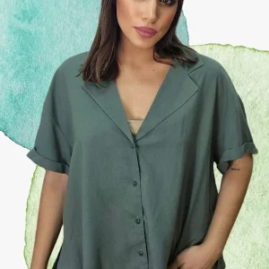 Camisa oversize abotonada Verde