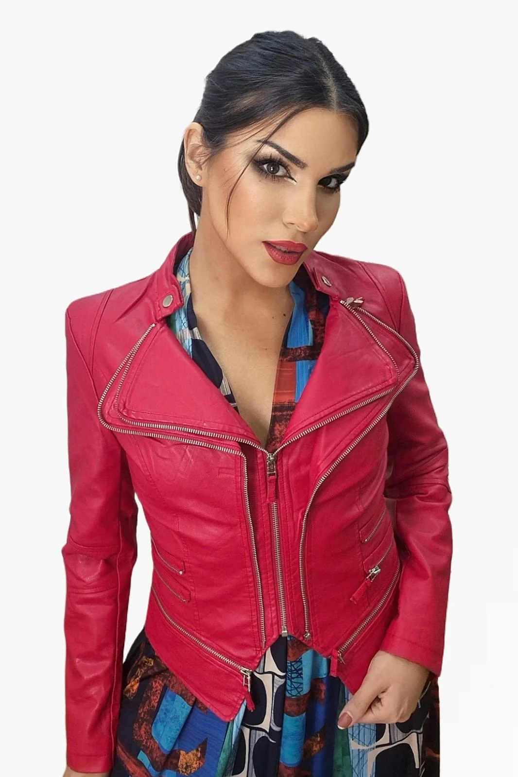 Biker Cremalleras Solapas Roja - Imagen 4