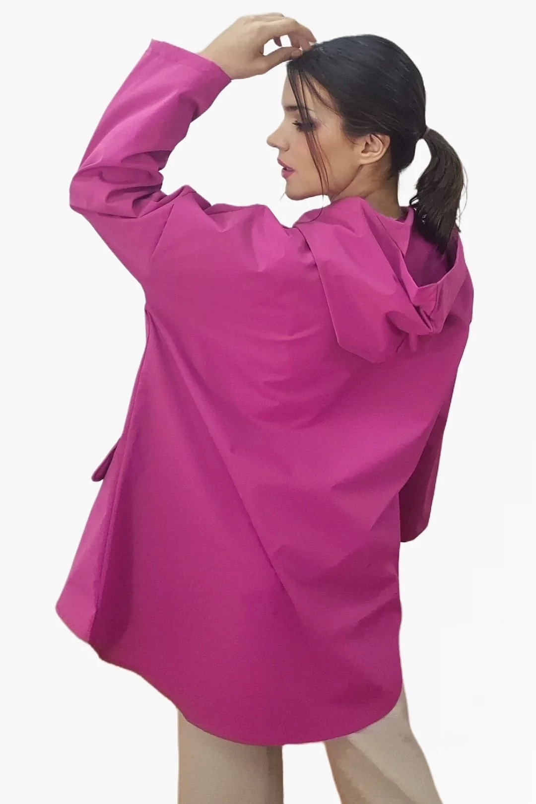 Trenca Capucha Bolsillos Fucsia - Imagen 6