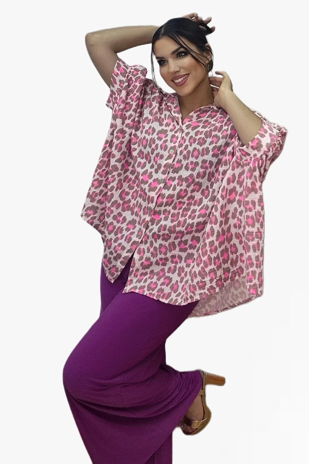 Bluson Oversize Animal Print Fucsia - Imagen 6