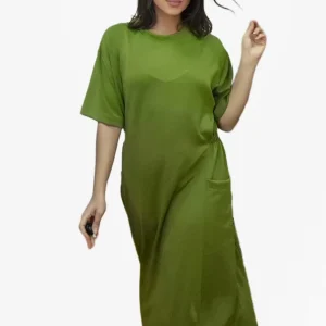 Vestido Bolsillos Engomado Verde