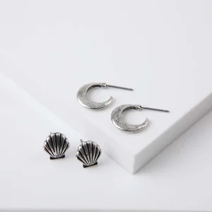 Set Aros Gladiolo Plateados Humana