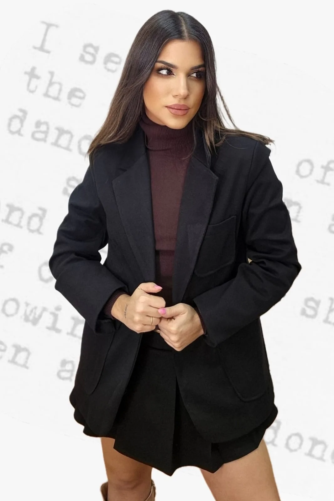 Blazer Oversize Bolsillos Negra