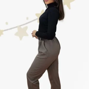 Pantalón Bajo Botón Beige