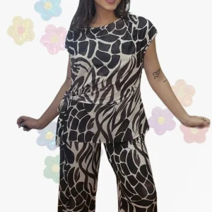 Pantalon Elastico Print Marrón