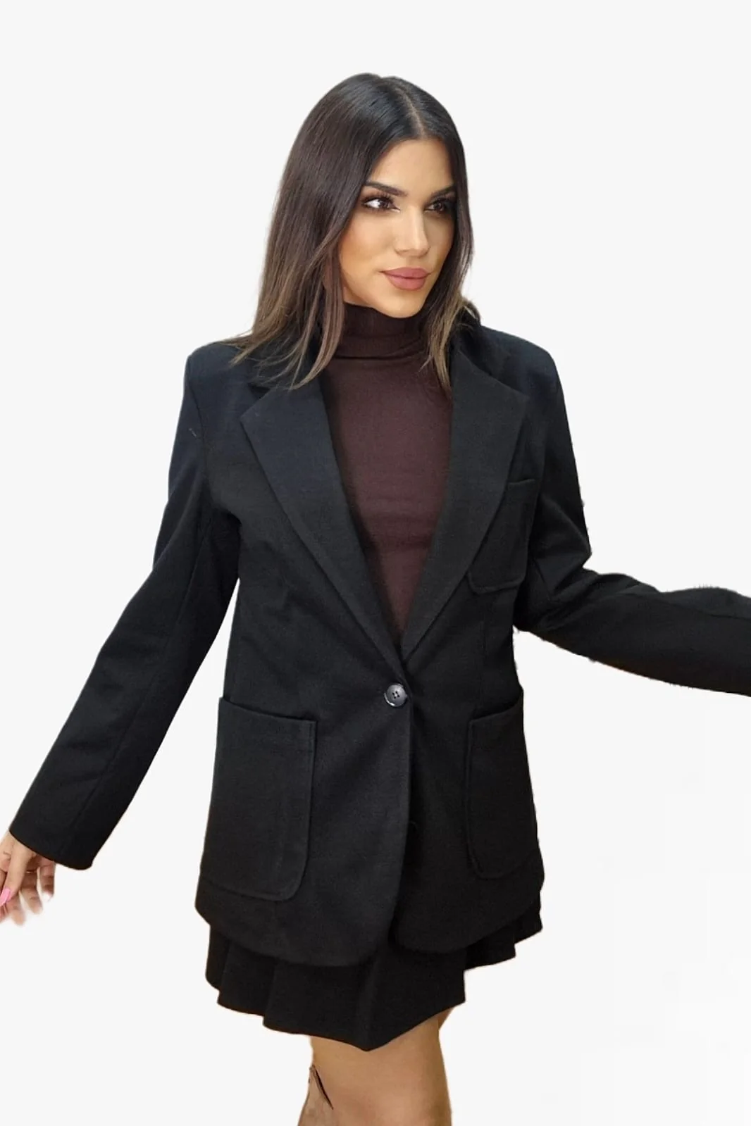 Blazer Oversize Bolsillos Negra - Imagen 4