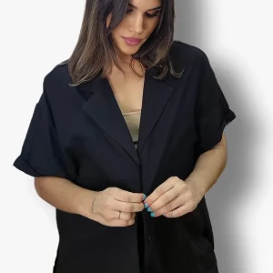 Camisa oversize abotonada Negra