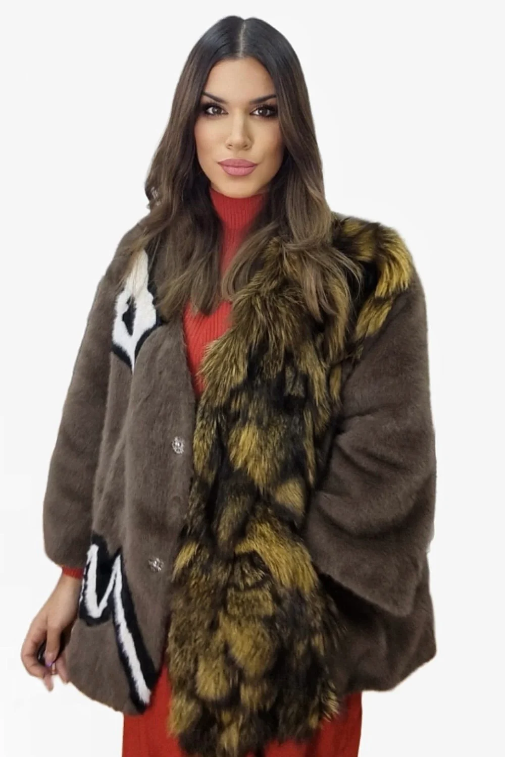 Abrigo Etnico Peluche Marr贸n - Imagen 6