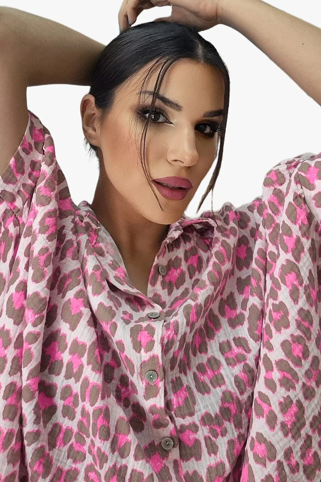 Bluson Oversize Animal Print Fucsia