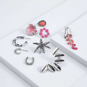 Set Aros Tilo Plateados Humana