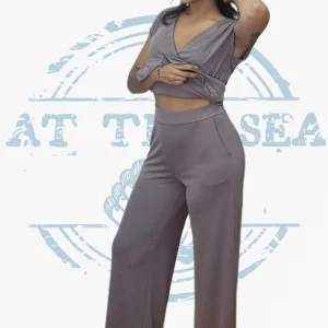 Pantalon Fluido Bolsillos Beige