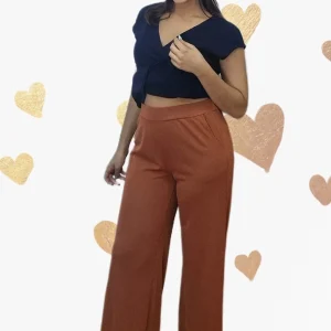 Pantalon Fluido Bolsillos Marrón