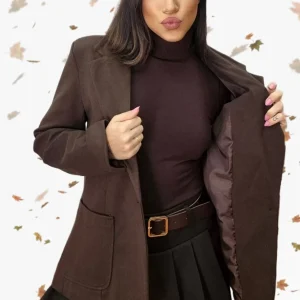 Blazer Oversize Bolsillos Marrón