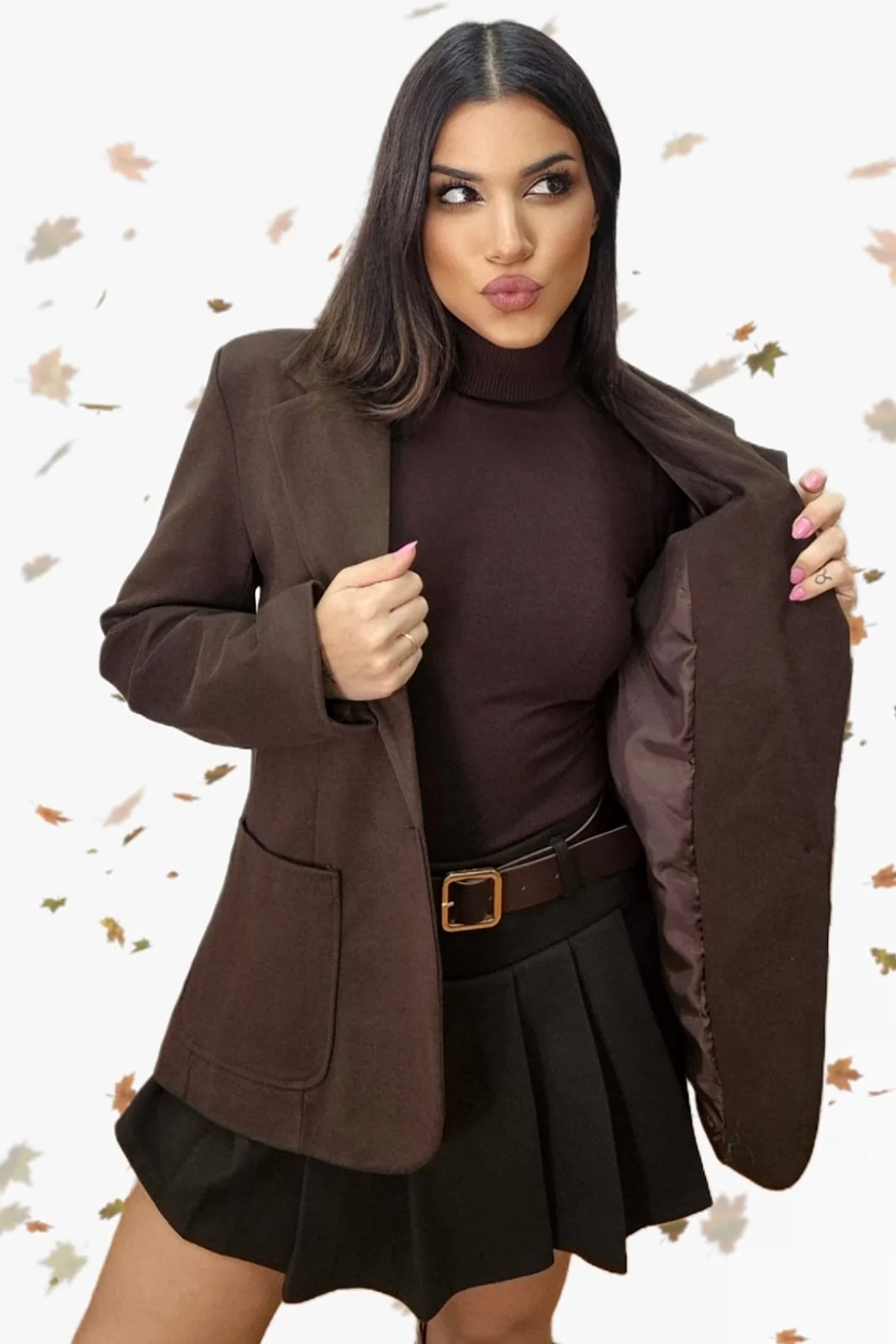 Blazer Oversize Bolsillos Marrón