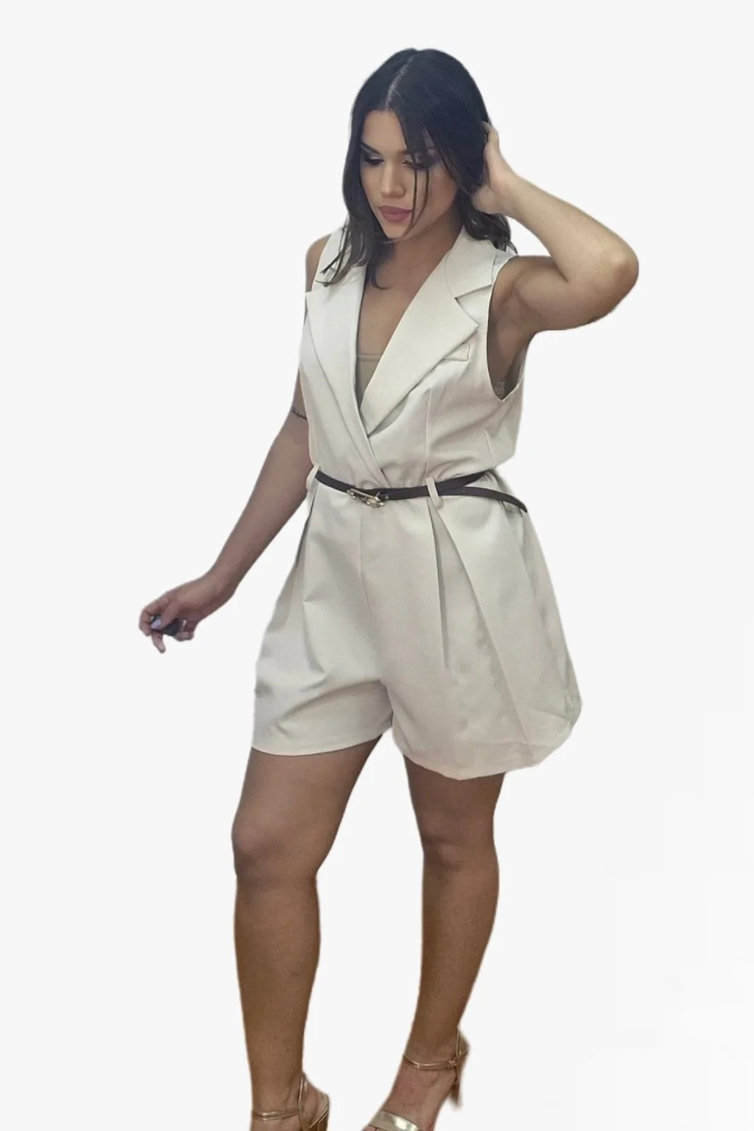 Mono Solapa Cruzada Beige - Imagen 4