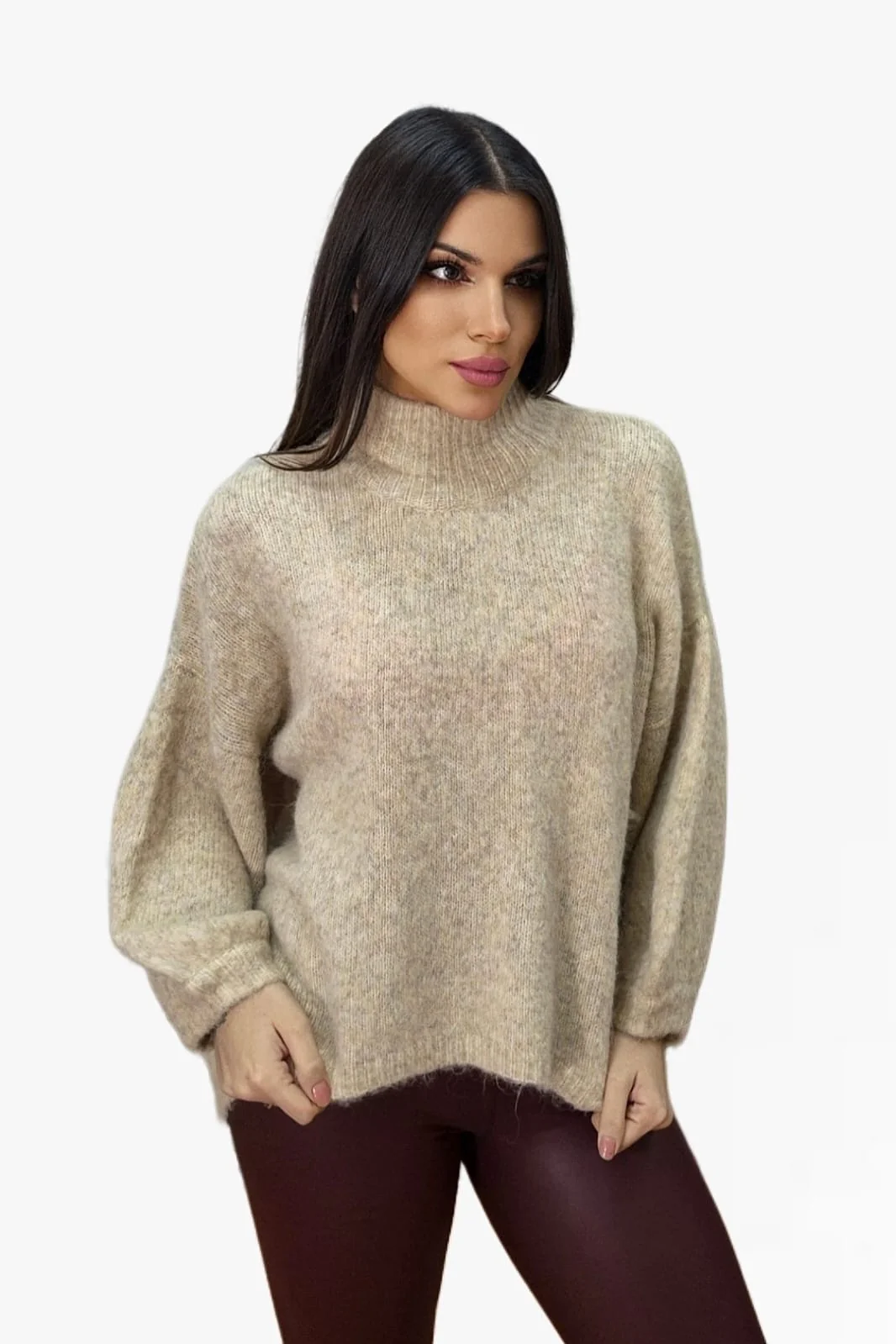 Jersey Manga Abullonada Beige - Imagen 4