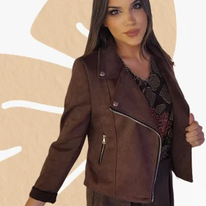 Biker Cremalleras Melocoton Marrón