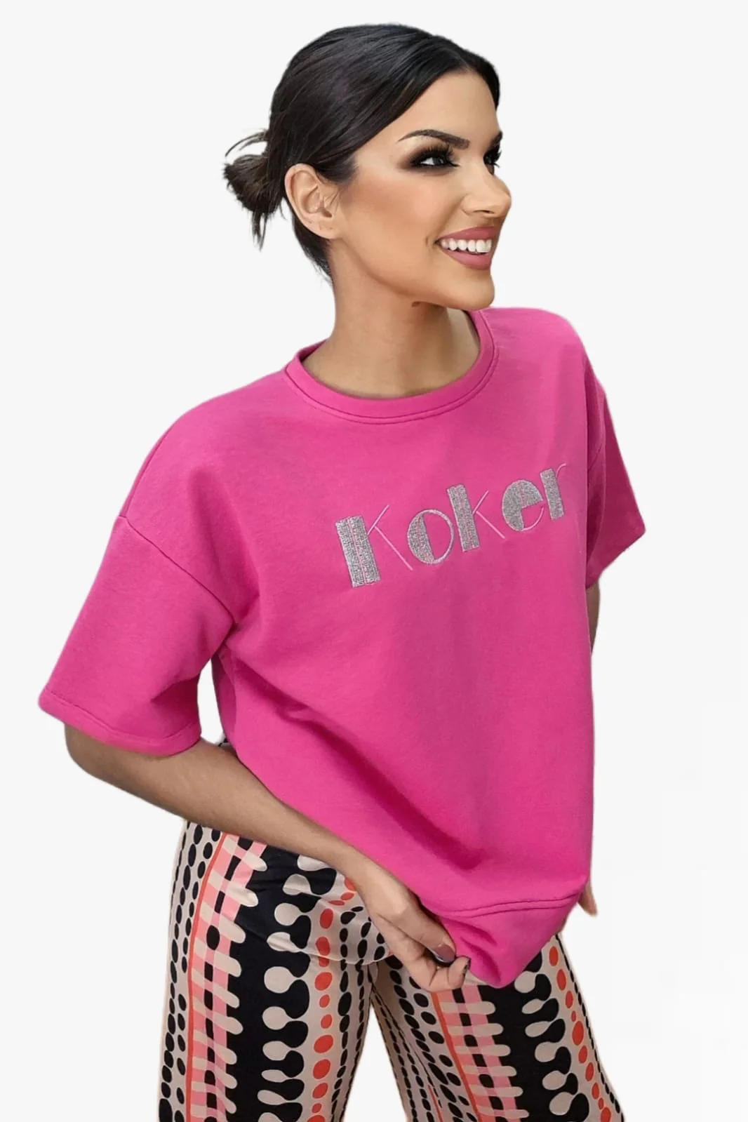 Camiseta Koker Bordado Fucsia - Imagen 5