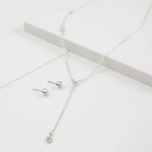 Set Collar Y Aros Evelina Plateado i-D