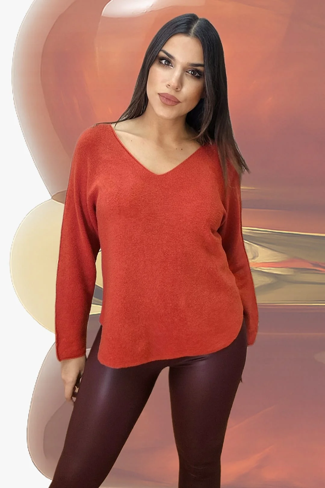 Jersey Cuello Pico Naranja