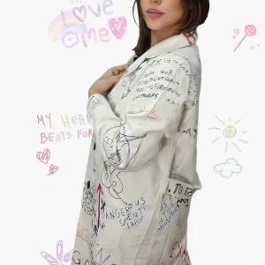 Abrigo Gabardina Dibujos Blanca